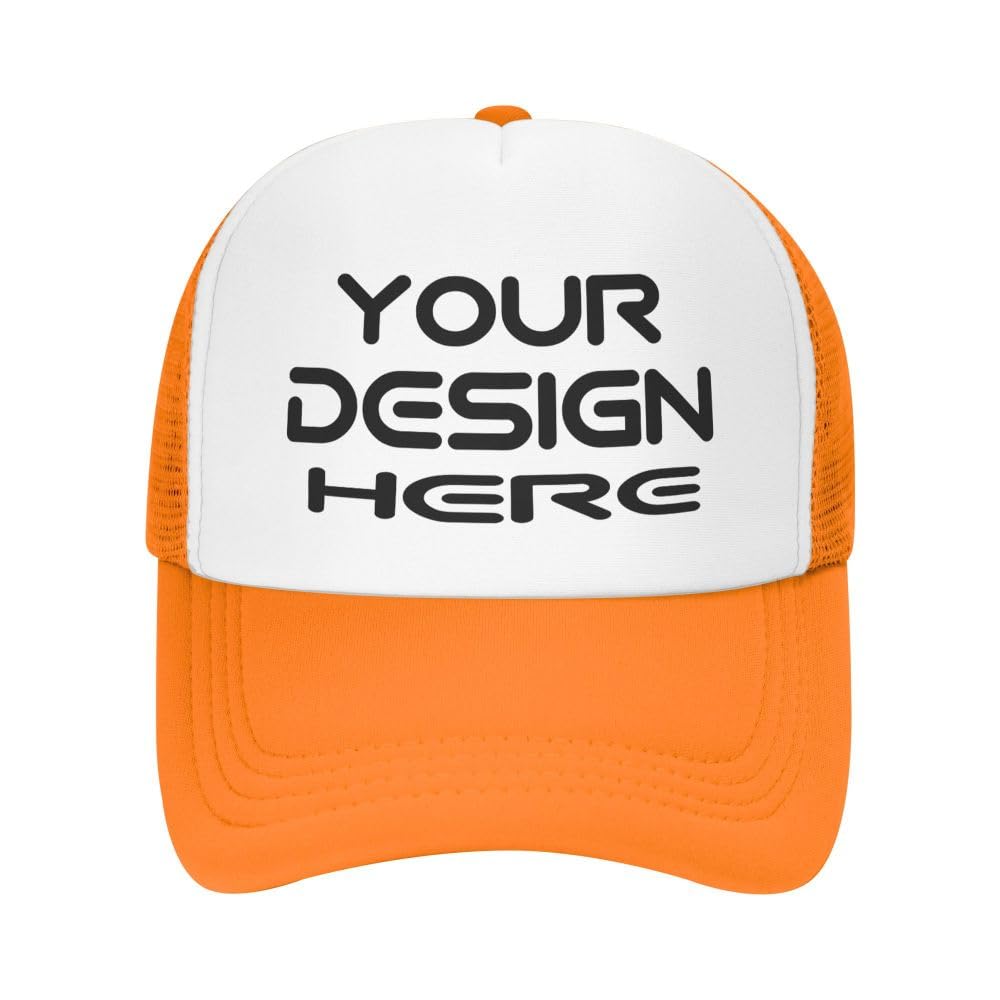 KYZMZ Custom Hats Wholesale Price for Men Personalized Trucker Hats Add Your Own Image/Text/Logo Baseball Cap Orange
