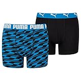 PUMA Jungen Puma Boys' Formstrip Print 2 Pack BOXER, Blue Combo, 134 EU
