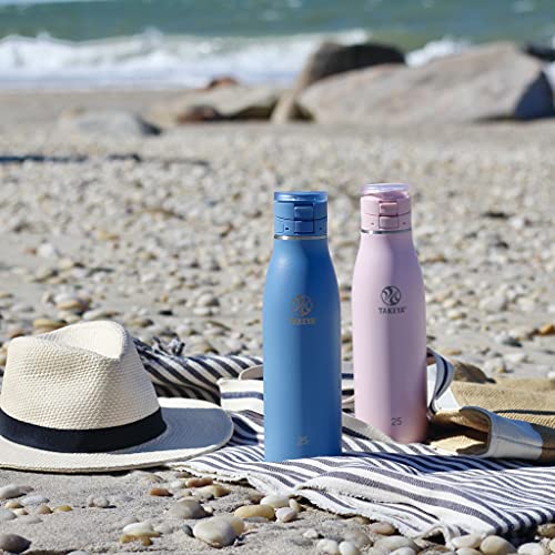 Image of Takeya Traveler Stainless Steel Travel Coffee Mug with Flip-Lock Lid (25 oz, Aqua)- Leakproof Insulated Mug for Coffee & Tea