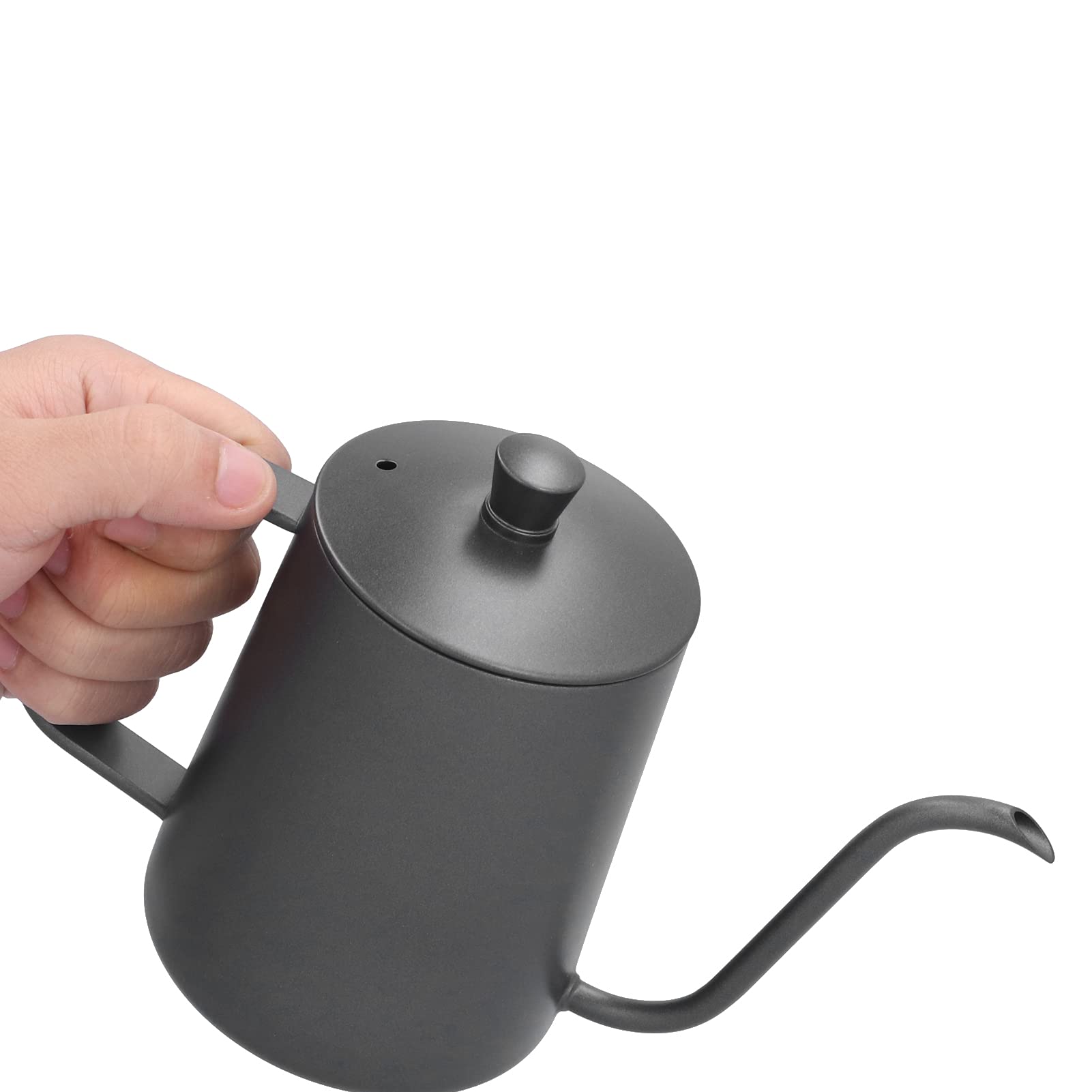 Restokki 600ml 304 Stainless Steel PTFE Coffee Kettle with Black Handle Narrow Mouth Coffee Pot for Home