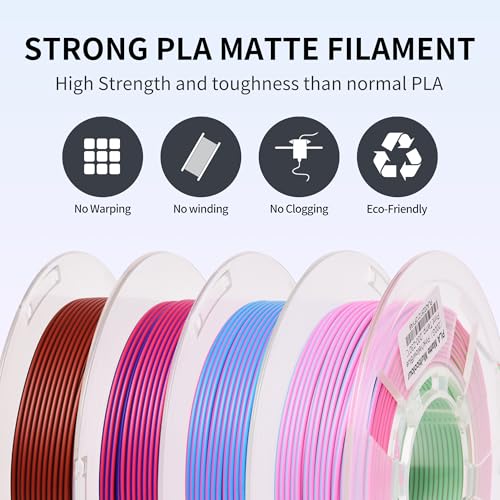 Image of RAMBERY Matte Tri Color & Dual Color 3D Printer Filament Bundle, Multi Color Change by Angle PLA Filament 1.75mm+ /- 0.02mm, 200gX4 Spools