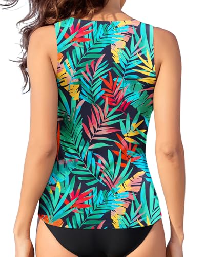 Image of Daci Tankini Tops for Women High Neck Swim Top Tummy Control Bathing Suit Top Modest Swim Tank Top No Bottom