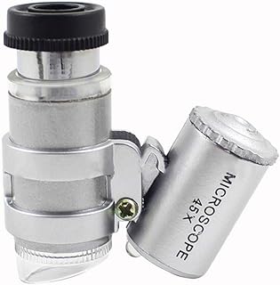 45X Mini Pocket Microscope Portable Magnifying Glass with 2 LED Lights for Jewelry Antiques