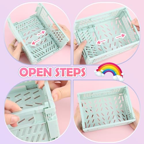 DMJJSD Klappbox Plastik Klappkorb 5Stück, klappbox klein(20.5*15*9cm) mini klappkiste(15.5*10*6cm) Tragbar Aufbewahrunskisten Bunt Faltbare Aufbewahrungskiste für Küche, Bad, Büro, Schlafzimmer