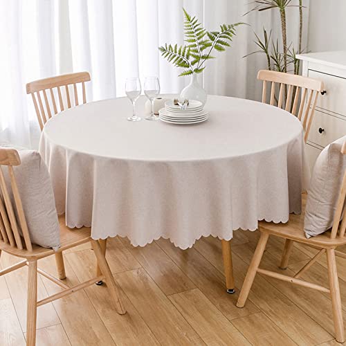 Image of Jeloris Round Waterproof Tablecloth Spill-Proof Stain Resistant Table Cloth Wrinkle Free Washable Decorative Fabric Table Cover for Kitchen, Dining, Parties, Buffet, Wedding(47 inch, Beige)