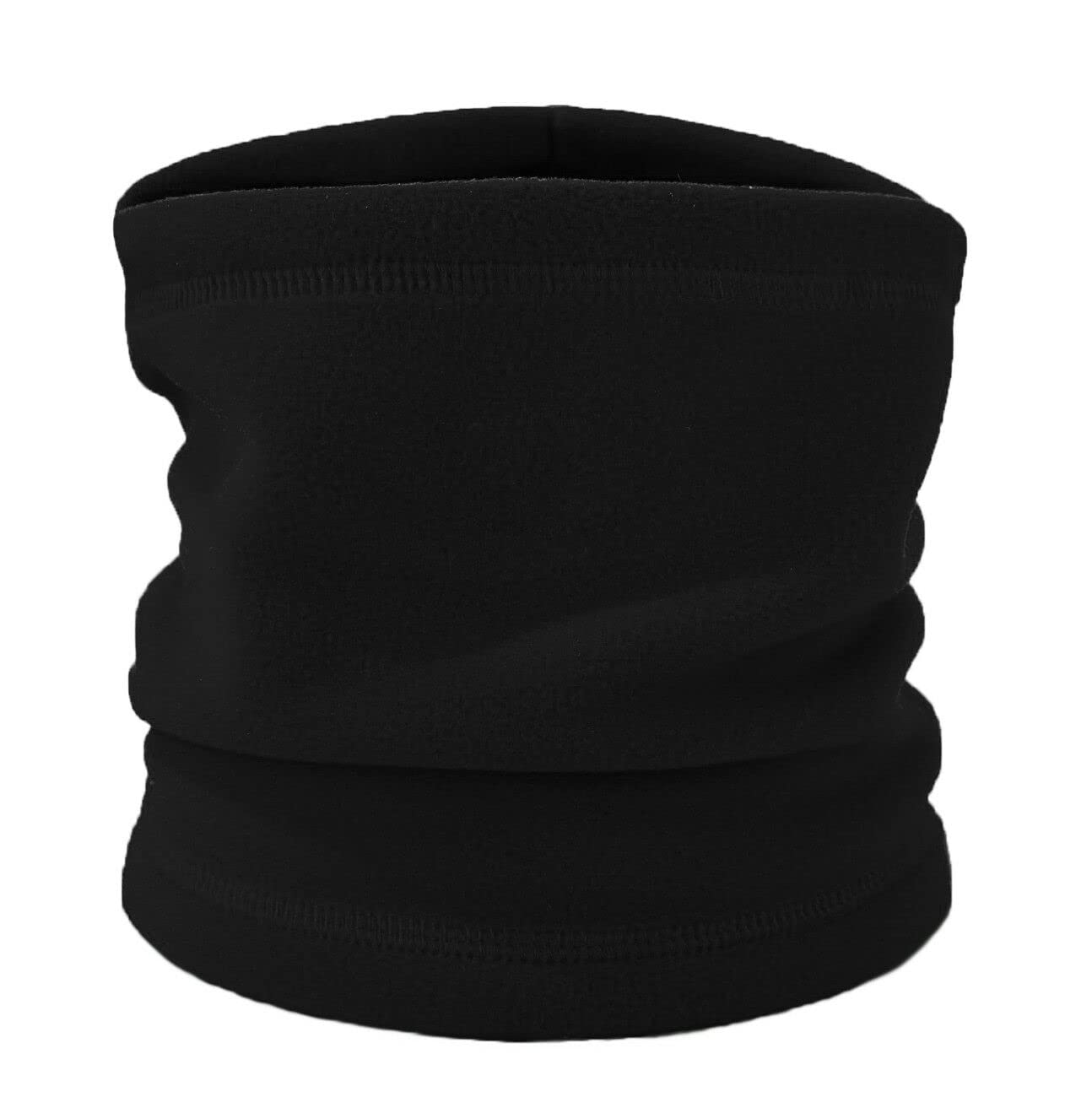 Unisex Multifunctional Double Layer Thinsulate Polar Fleece Lined Scarfs Neck Warmer Snood Tube - Thermal Thick Windproof, Snood, Bandana, Scarf Neck Gaiter Headwear (One Size, Black)