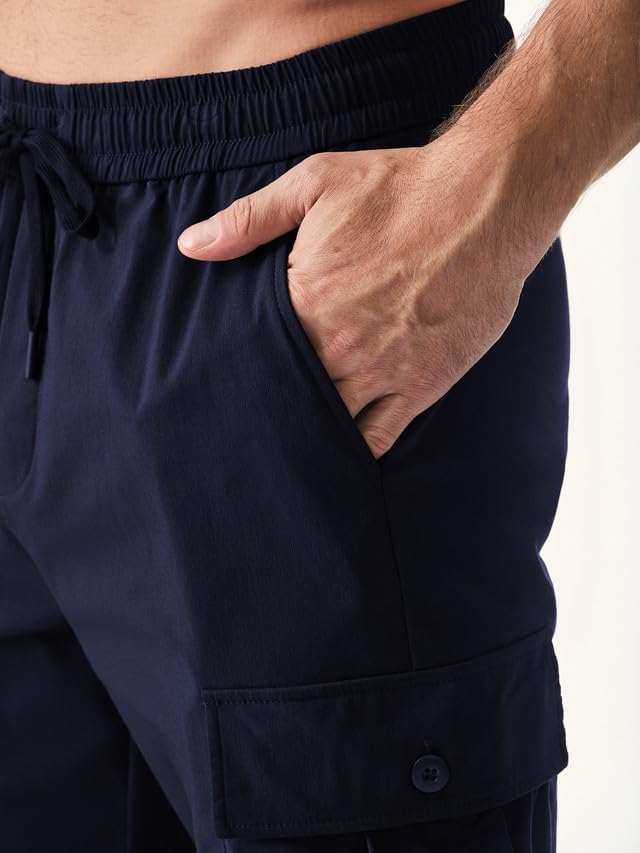 JMIERR Mens Casual Cargo Joggers Pants Elastic Waist Drawstring Stretch Relaxed Fit Work Pants Tapered Sweatpants - Image 5