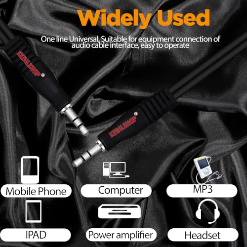 Image of Aux Cable, 3.5mm Male to Male Stereo Aux Cord Compatible with Headphone, MobilePhone, Car Stereo, Home Theatre & More,Black,1pc Pack. (15 METER)
