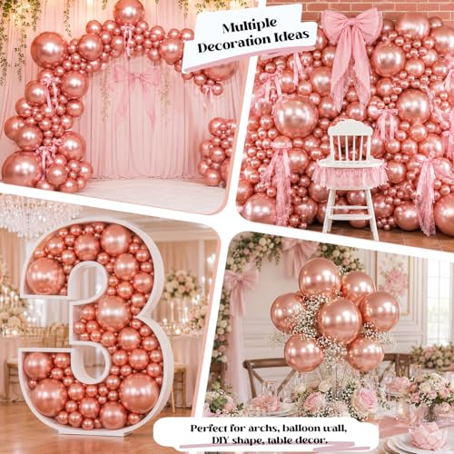 Image of Togvu Rose Gold Balloons, 50Pack 5 Inch Small Mini Chrome Rose Gold Latex Party Balloons for Birthday Bridal Baby Shower Wedding Graduation Party Decorations Supplies