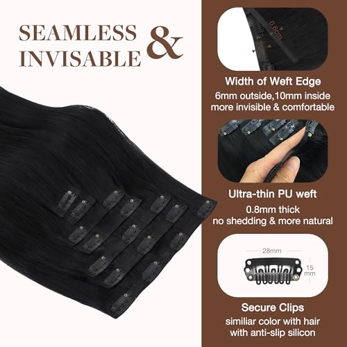 Image of GOO GOO Seamless Clip in Hair Extensions Real Human Hair Remy Extensions