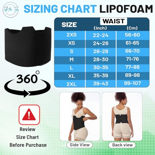 Generic Post Surgery 360 Lipo Foams Wrap Around | Tummy Tuck Binder Post Surgery | Soft & Breathable Material, 360 Wrap around Liposuction | BBL Post Surgery Supplies (Medium)4
