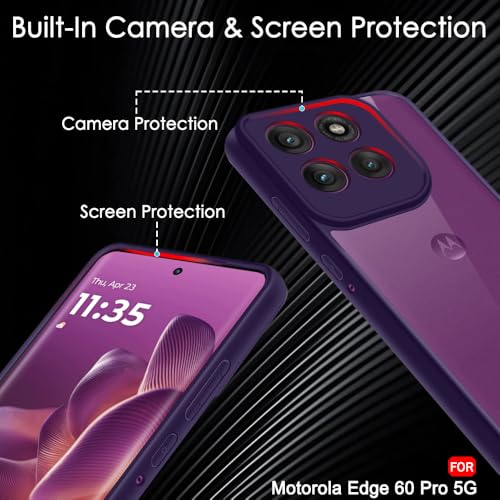 Image of TheGiftKart Hybrid Shockproof Back Cover Case for Motorola Moto Edge 60 Pro 5G | Hard Back Cover Case for Motorola Edge 60 Pro 5G (PC & TPU, Transparent Clear Back, Purple Sides)