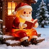 クリスマスサンタ読書用ランプ、面白いサンタクロース読書本ナイトライト、ヴィンテージサンタ置物ランプ装飾、テーブルマントルホリデーパーティーホームデコレーション用クリスマス置物ナイトライト。