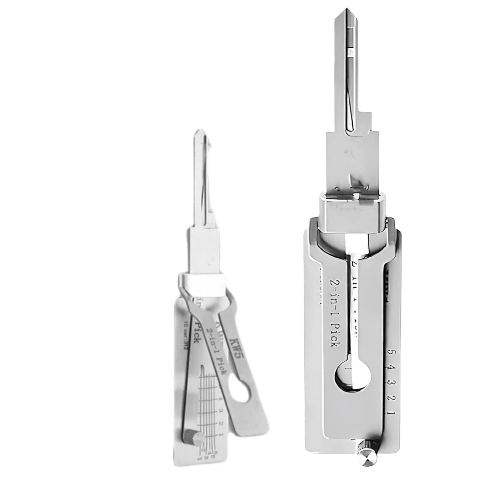 2-in-1 Key Decoder & Lock Pick Tool, Stainless Steel Lock Picking Kit for Auto and Door Emergency Opening, Professional Locksmi/th Tools with Skeleton Keys for Lockpicking Training Set,Easy to Use