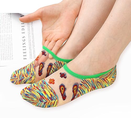 Image of Benefeet Sox Sheer No Show Socks for Women Girls Lace Mesh Low Cut Liner Socks Ultra Thin Nylon Invisible No See Footies Sock