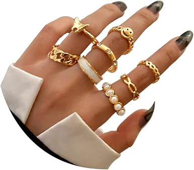 Amazon.com: 6PCS Y2K Smile Cute Rings 