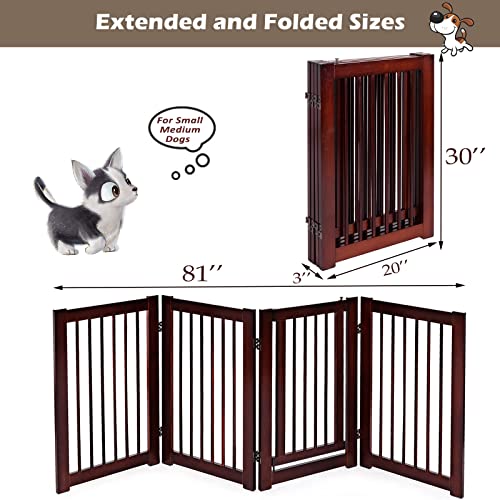 HAPPAWS Extra Wide Walk Through Pet Gate with Door, 4- Panel 30 inch High Wooden Puppy Playpen, Freestanding Stair Gates… - Image 5