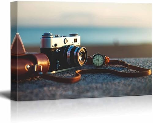Lienzo impreso en lienzo para pared  Retrocámara vintage al atardecer en el parque  Decoración moderna de la pared  decoración del hogar Galería
