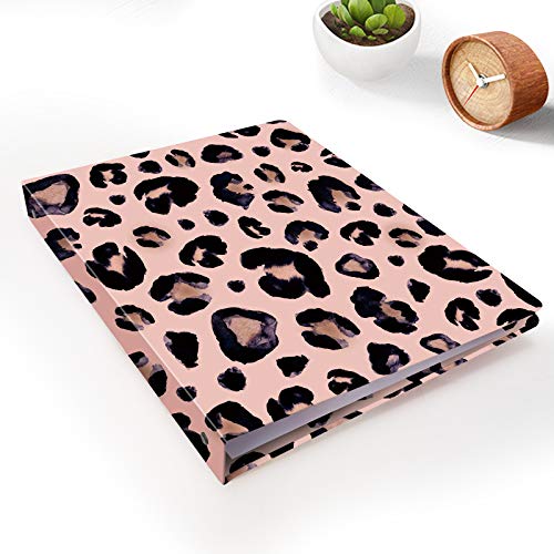 Image of 3 Ring Binder 1 Inch Ring, Fashion Design Binder for School, Home, Students, Women, Cute Custom Pattern with Hold Letter Size Interior Pockets,Leopard