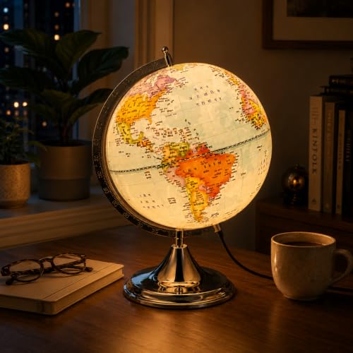 Image of Educational World Globe for stunets and Teachers (12 Inch Illuminated Hindi Language, 8 Inch Dia)