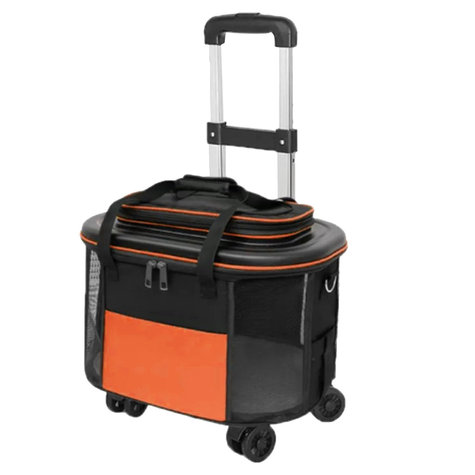 Alomejor Transportín con Ruedas para Mascotas, Resistente y Transpirable, con Ruedas para Viaje, Maleta de Tela Oxford para Perros y Gatos (Orange)