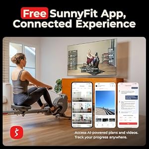 Sunny Health & Fitness Smart Magnetic Rower, Dual-Rail Home Rowing Machine — photo 4 of 6