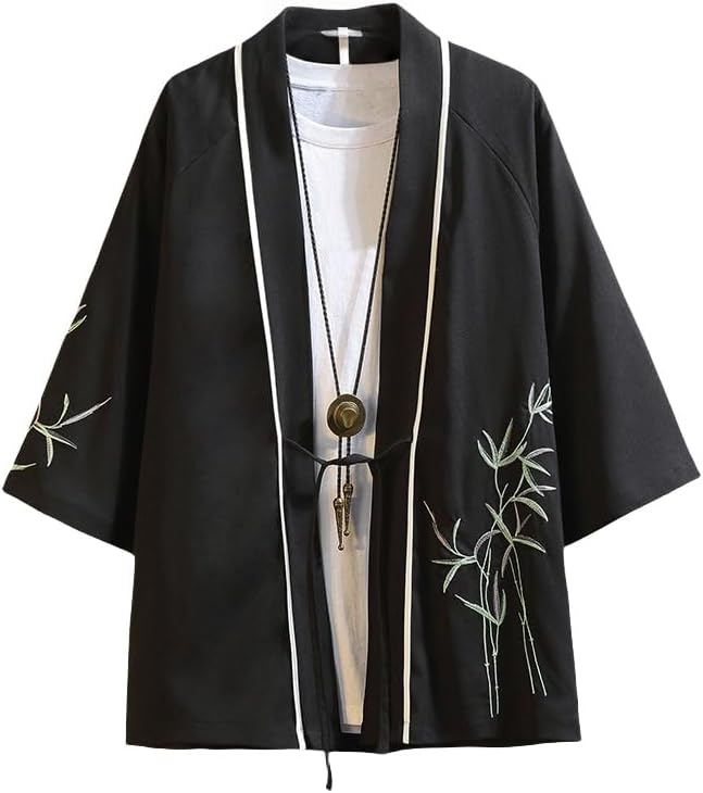 メンズ夏和風パーカー和風フロントカーディガンシンプル柄薄手でかっこいい日焼け止めゆったりコート夏祭りビッグサイズカジュアルゆったりコ