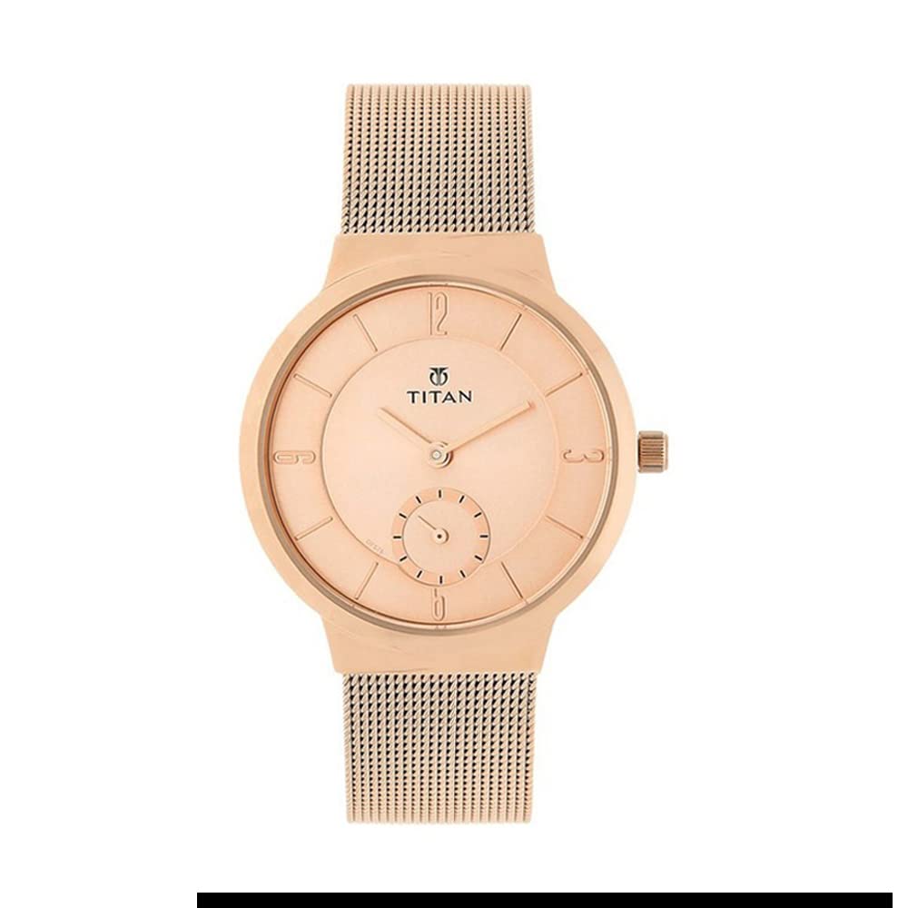 Titan Quartz Analog Rose Gold Dial Stainless Steel Strap Watch for Women-NS95033WM01 (B01AHKY3SM) Amazon Price History, Amazon Price Tracker