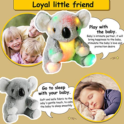 Bstaofy Light Up Gray Koala Bear Stuffed Animal Led Glow Soft Adorable Floppy Colorful Plush Toy Birthday For Kids Toddlers, 9.5’’ #TOP3