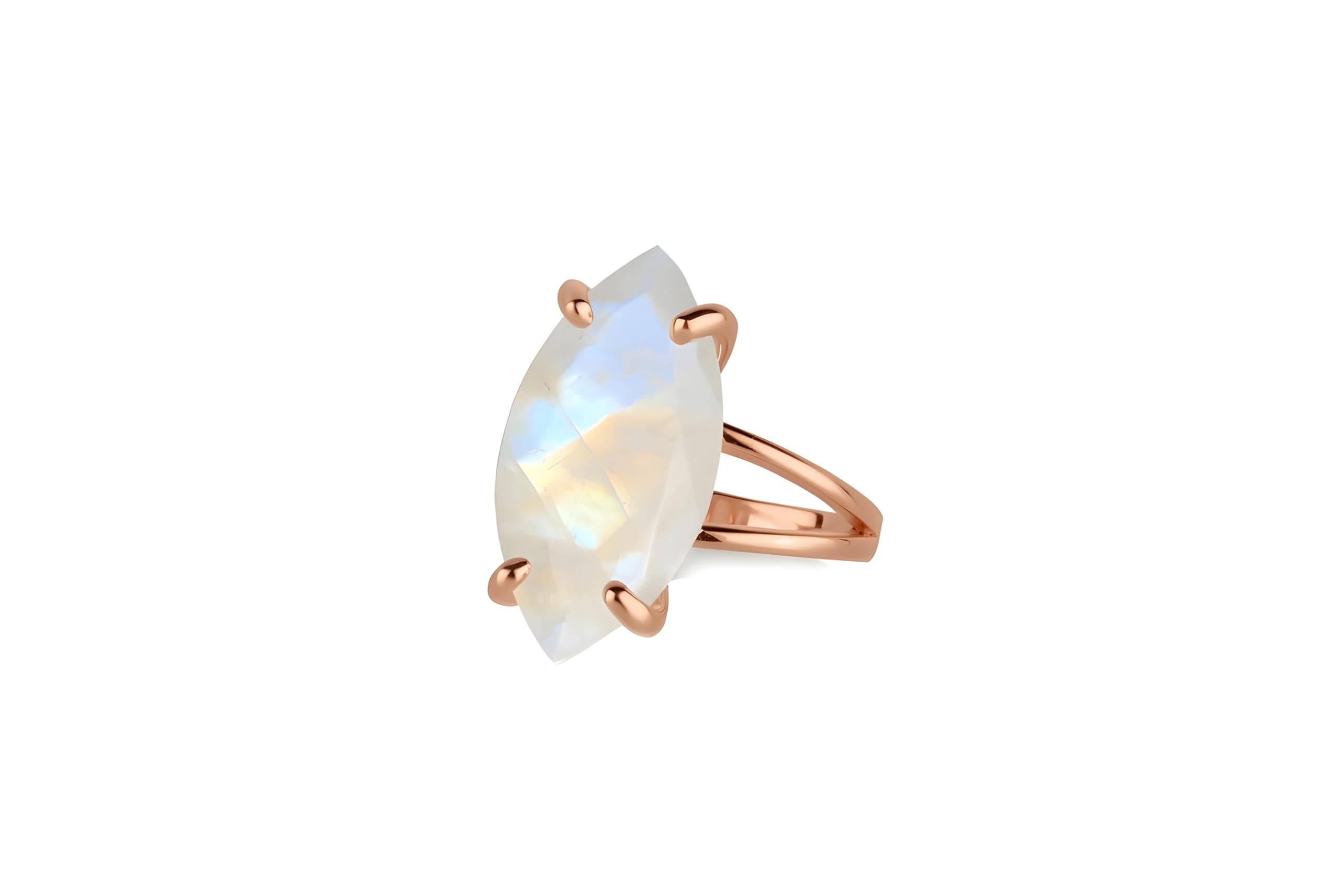 Anillos de Mujer con Encanto de Anemone Jewelry - Anillos de Piedra de Luna Marquesa en Oro de 14k - Anillos de Oro de 14k Hechos a Mano para Mujer - Caja de Regalo - Grabado Disponible