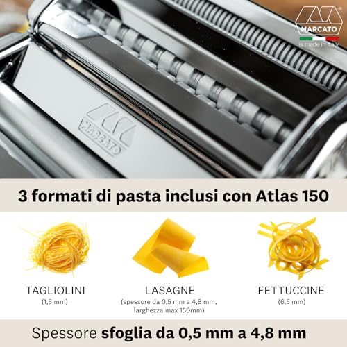 Máquina de pasta Atlas 150 con molde para raviolis cuadrados y rodillo de repostería casera 5