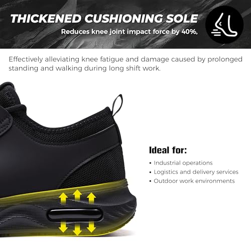 Image of Waterproof Steel Toe Shoes for Men Women Work Shoe Lightweight Safety Sneakers Comfortable Puncture Proof Shoe Zapatos Punta de Acero para Hombres Black