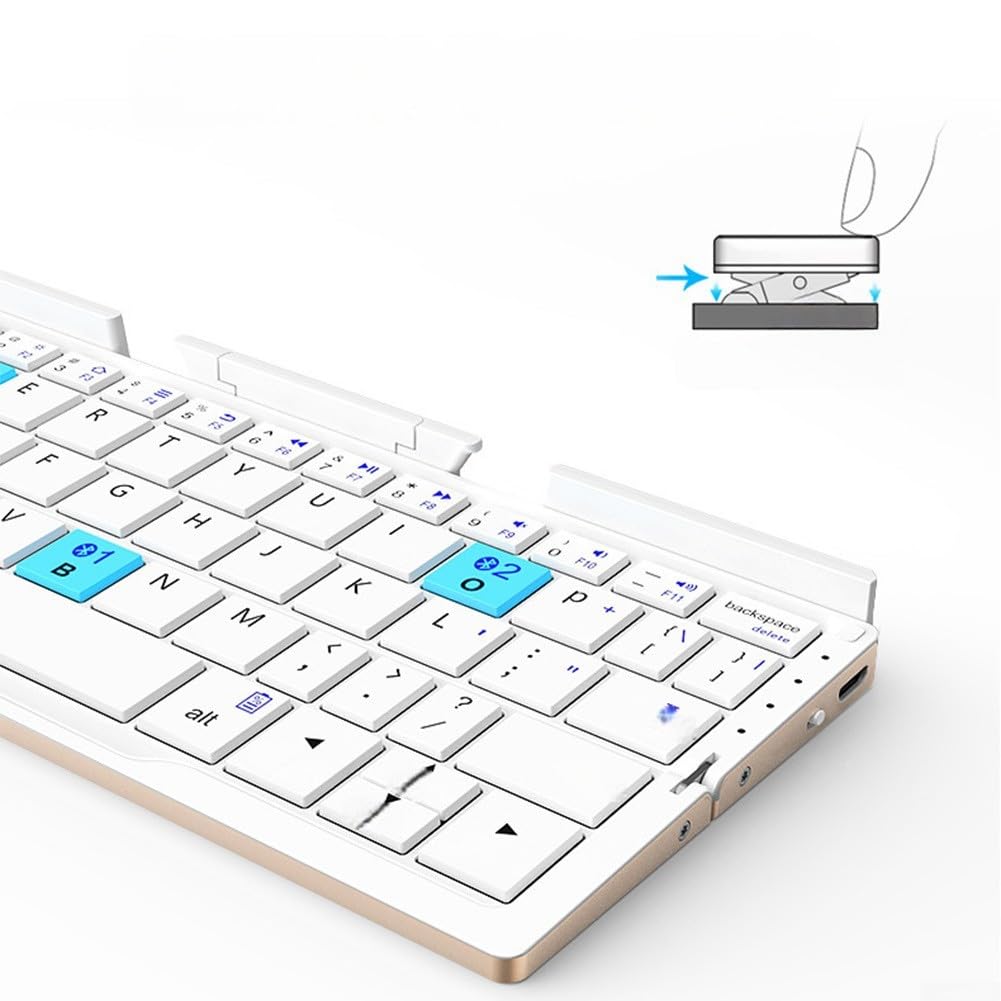 Tastiera pieghevole con supporto magnetico, ricaricabile per digitazione multi-dispositivo, per pendolari e viaggiatori frequenti (nero)