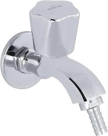 Benelave by Hindware BLQCP47018 Bib Tap for Bathroom & Kitchen with Nozzle & Wall Flange, Made of Brass, Chrome Polished, Wall Mounted