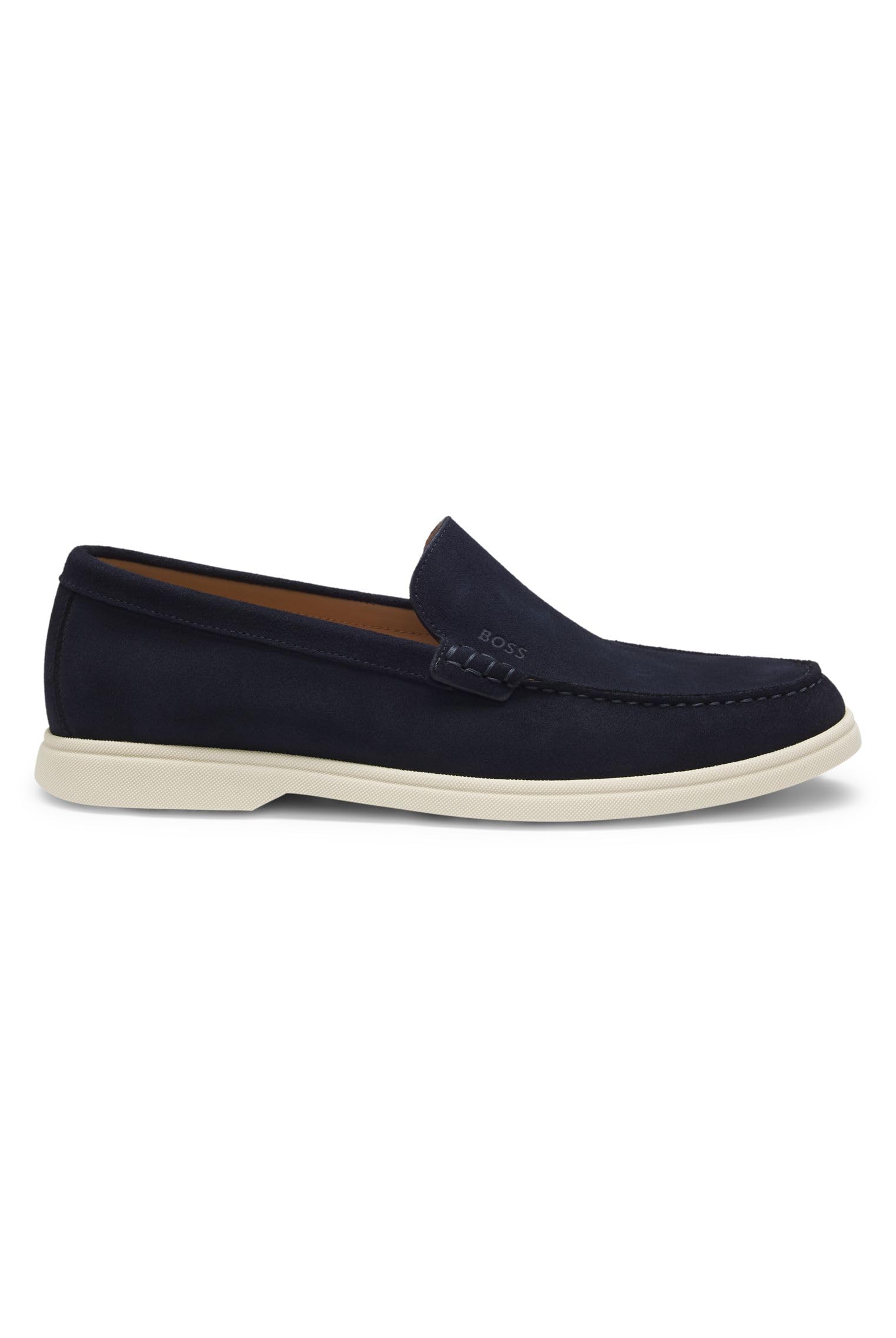 BOSS Mens Sienne Loaf Suede Loafers with Embossed Logo Size 8