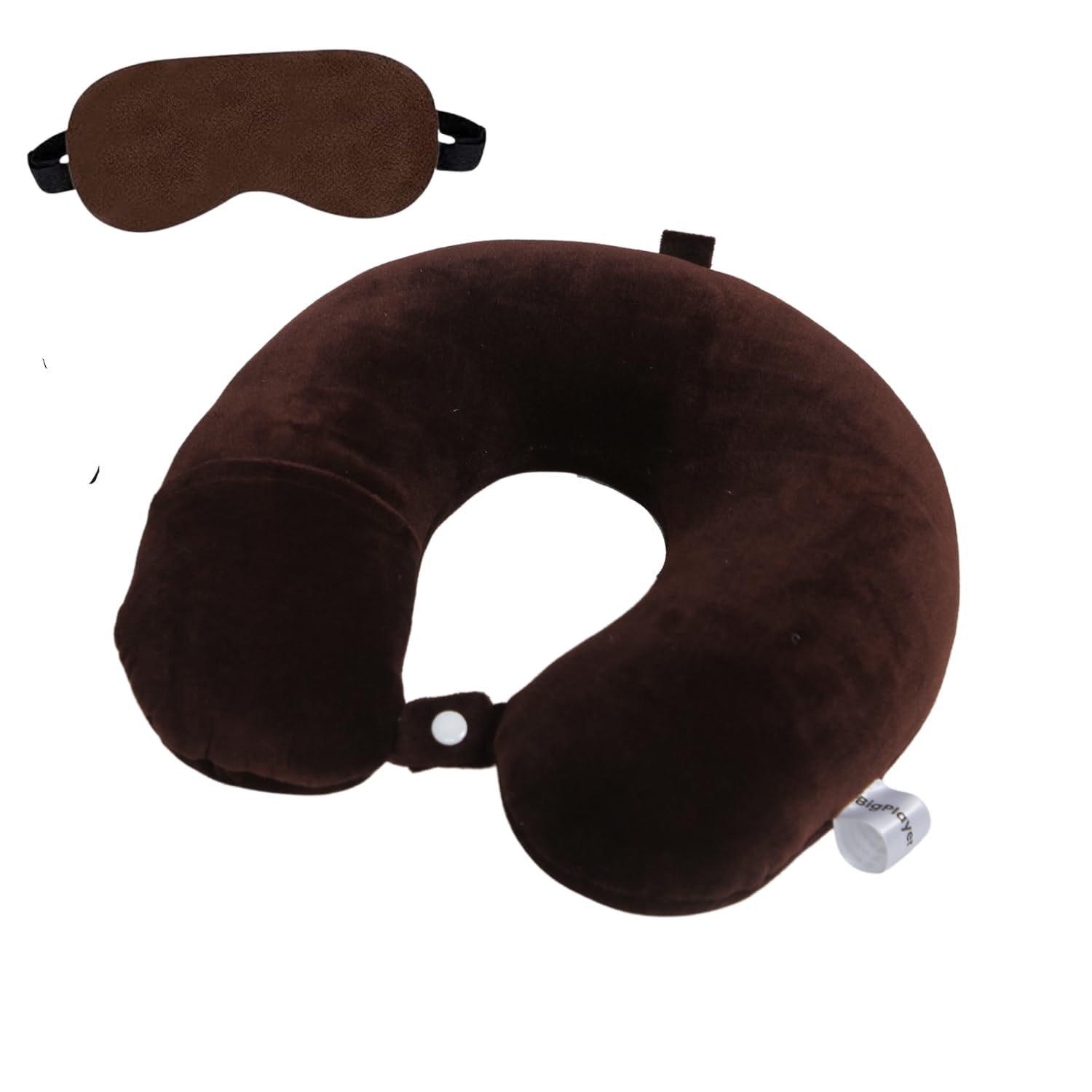 Premium Brown Neck Pillow and Eye Mask Combo for Airplane Travel - Comfortable Velvet Sleeping Eye Mask Included-image-45