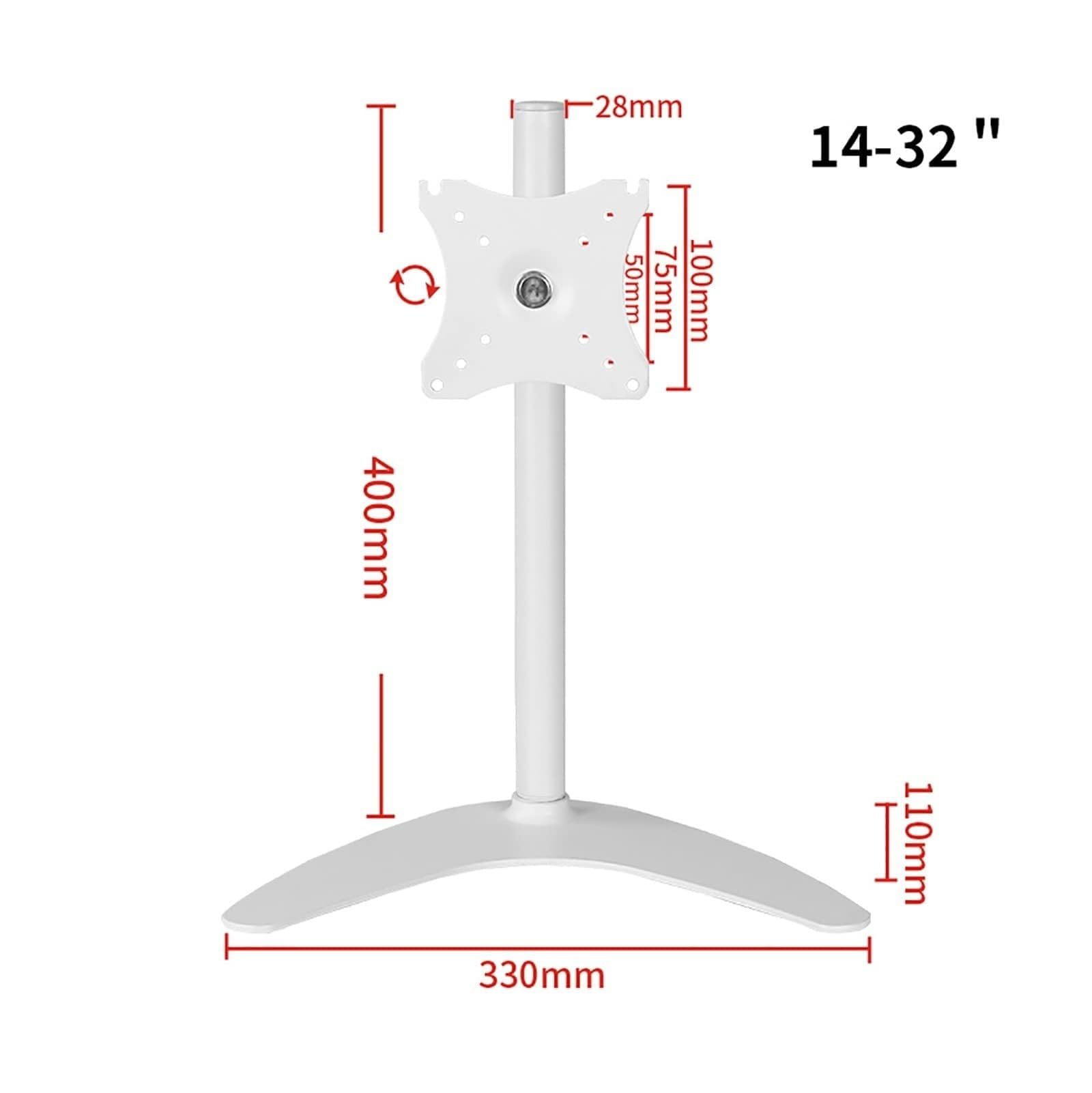 Soporte para TV - Soporte De Escritorio Ajustable En Altura, Soporte para Monitor Inclinable Y Giratorio con Base De Metal, Compatible con Pantallas De 14 A 32 Pulgadas,Blanco