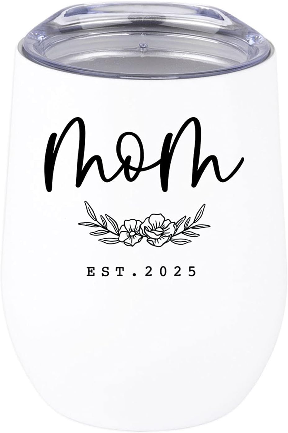 Andaz Press Funny Mother's Day Wine Tumbler with Lid, Mom Custom Year, 12 Oz Stemless Stainless Steel Insulated Birthday Christmas Gift for New Mom Mama Tumbler Mom Tumbler Mom to Be