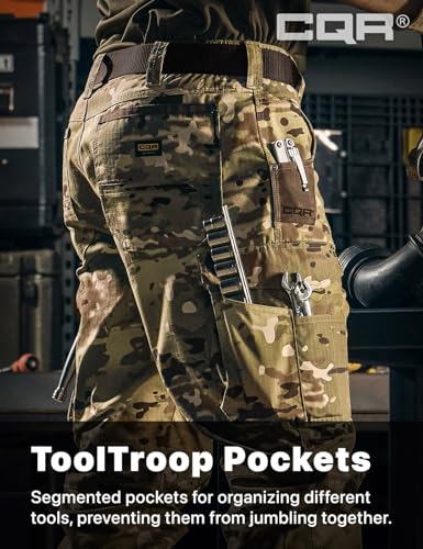 Image of CQR Men's Quick Dry Work Pants, Water Resistant Outdoor Tactical Pants, Lightweight Stretch Cargo Hiking Pants