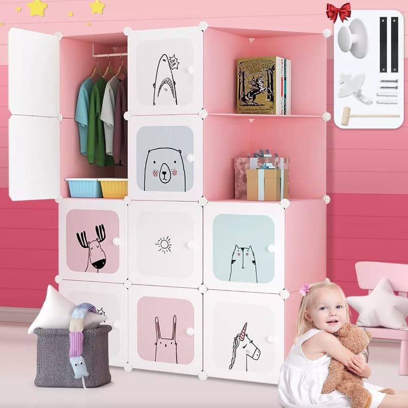 Listado de Armarios de plastico . 47 Armario Infantil con Puerta, Closet Organizador de Ropa con 10 Closet y Armarios de 2 Esquinas, Armario de Plástico Cubos de Almacenamiento, Cubos Modular De Almacenamiento...