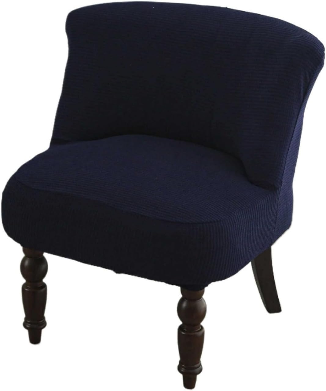 Stretch Armless Chair Slipcover, Jacquard Waffle Knitted Furniture Protector Cover, Anti-Slip Pet Friendly Removable Washable Slipcover For Living Room, Accent Chair, Hotel, Caf(Navy)