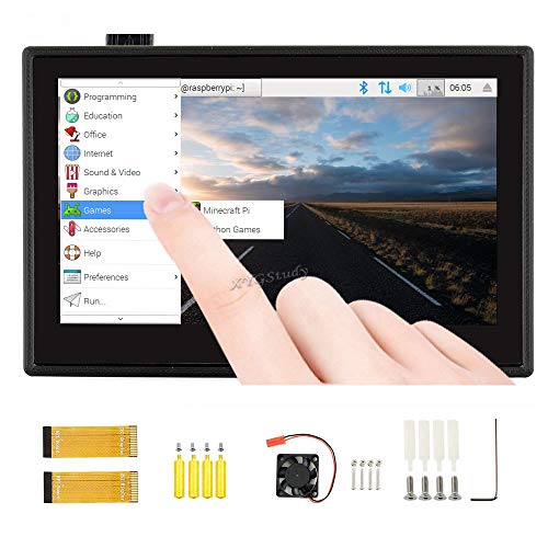 4.3inch Raspberry Pi IPS LCD Capacitive Touch Display Screen 800Ã—480 IPS Wide Angle MIPI DSI Interface Monitor for Raspberry Pi 4 3 Model B B+ with 3D Protection Cover Case and Cooling Fan @XYGStudy