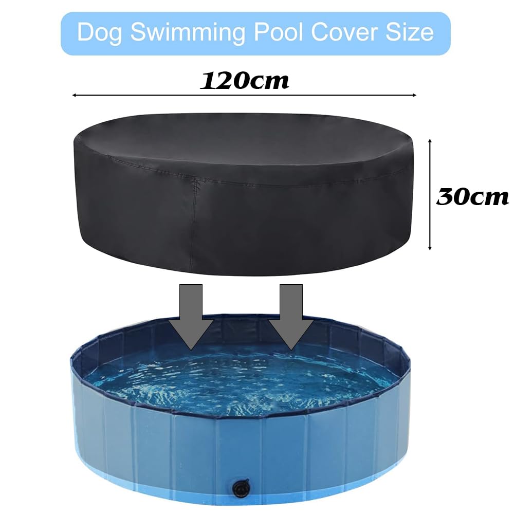 Couverture de Bache Piscine Ronde,Couverture de Piscine pour Chien,Bache Piscine Ronde avec Cordon de Serrage,Imperméable à l'eau et à la Poussière(120 * 30cm)
