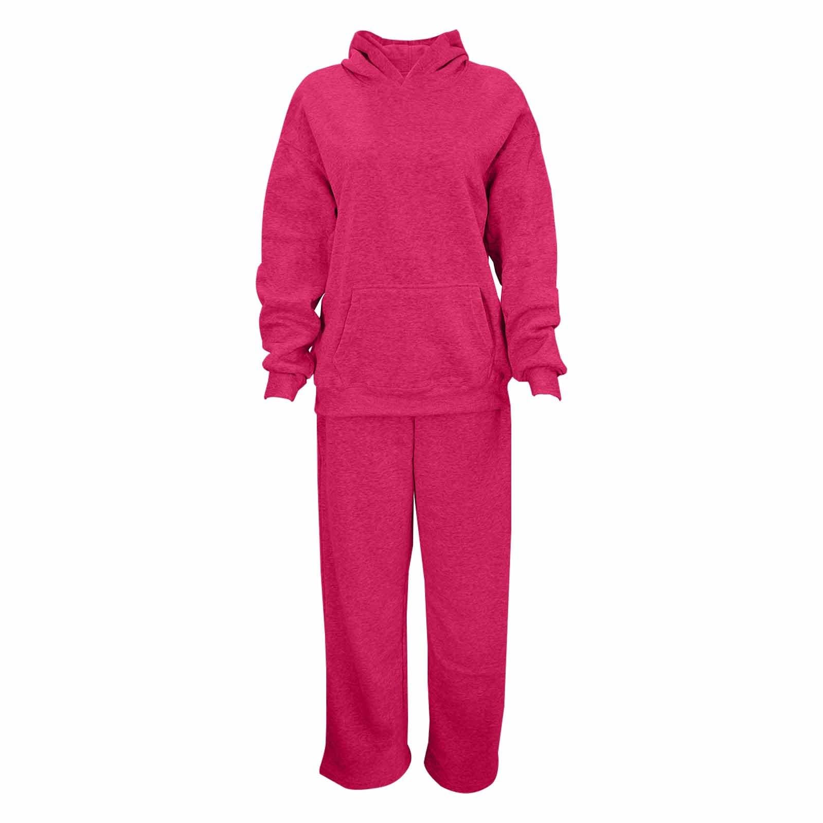 Survêtement pour femme - Baggy - Survêtement pour femme - Grandes tailles | Survêtement 2 pièces avec poche kangourou, sweat à capuche uni avec pantalon de jogging, coupe régulière
