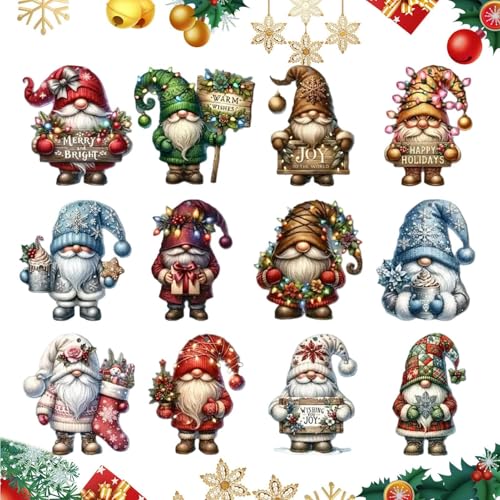 12 Ornements en bois pour arbre de Noël YRYRYW Pendentif gnome de fête
