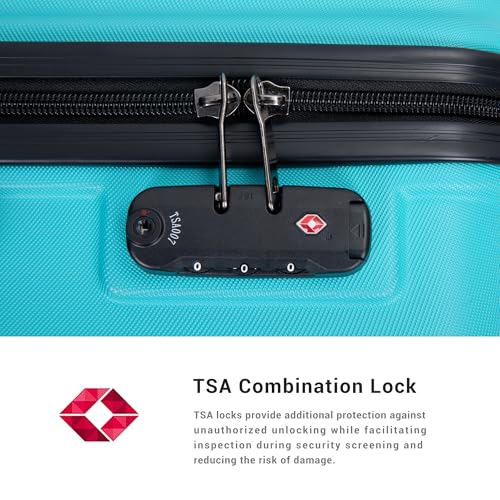 Luggage Sets 3 Piece,Suitcases with Wheels Hardshell,TSA Lock,Lightweight Travel Suitcase Sets (Turquoise-3,20/24/28inch)4