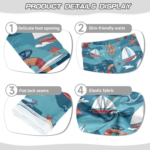Anchors Sailboat Starfish Cartoon Pattern Girls Leggings Soft Stretch Workout Yoga Dance Pants for Kids Casual Tights3