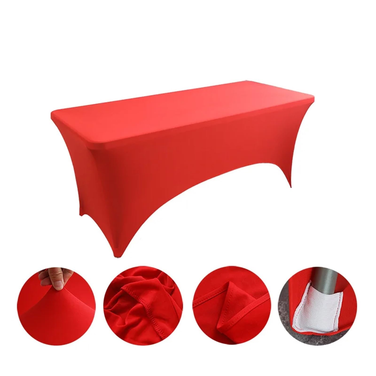 TIYGHI Spandex Tablecloths Spandex Fitted Stretch Table Cover 4-8FT Folding Table Rectangular Cocktail Tablecloth Perfect For Wedding Party Banquet (Color : Red, Size : 8 FT)