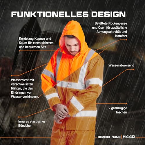 Foto von Portwest H440 Herren Leichte Wasserdichte Hi-Vis Regenjacke Gelb, XL