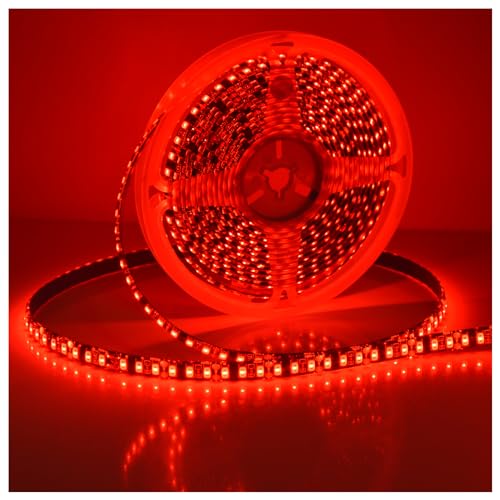 Image of Super Bright Black PCB 12V SMD5630(0.4w) LED Strip Lights Without Power Supply, IP65 Waterproof, Pack of 16.4ft /5M (600LED-Red)